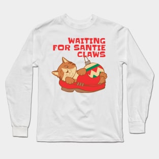 Cat Waiting for Santie Claws Long Sleeve T-Shirt